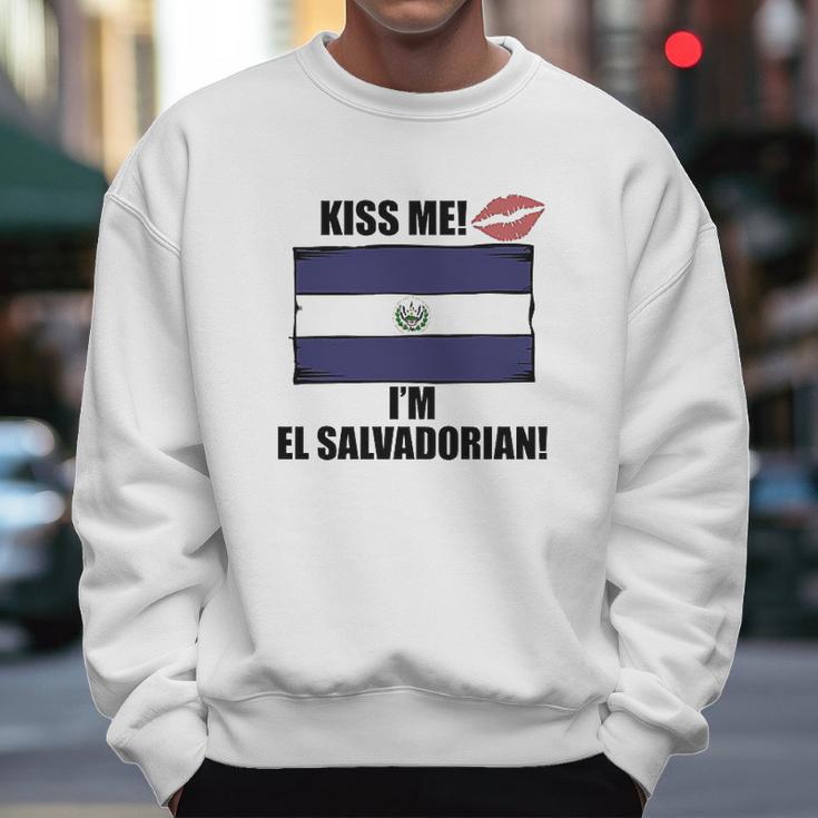 Kiss Me Im El Salvadorian Cute El Salvador Flag Men Sweatshirt