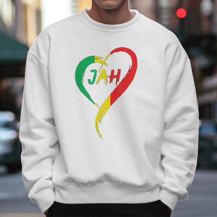 Love Jah Print Rasta Reggae Flag Heart Gift For Rastafarians Men Sweatshirt