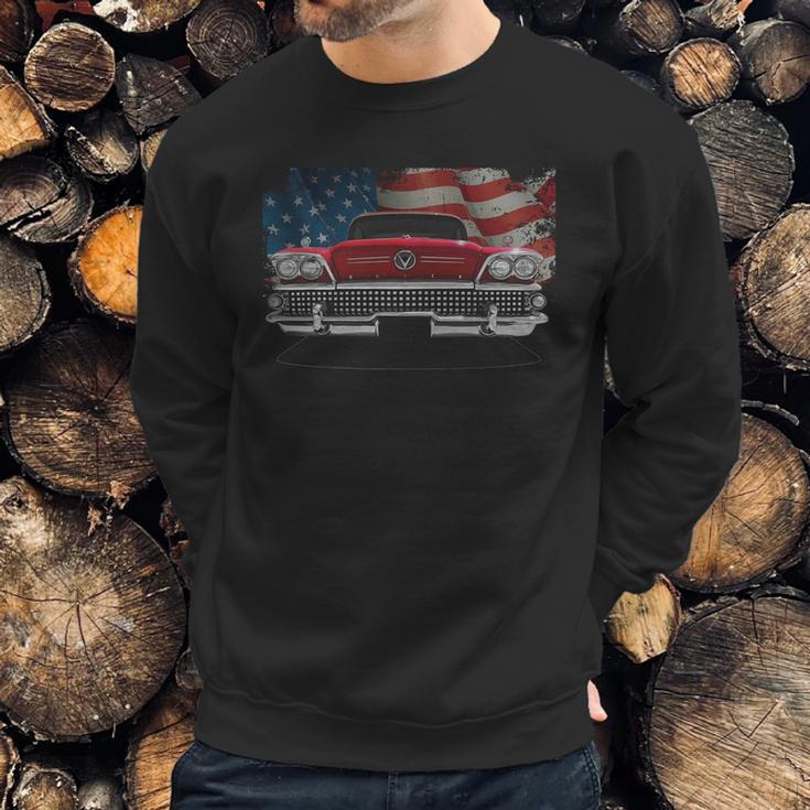 1958 Buick Front Red Us Flag Men Sweatshirt