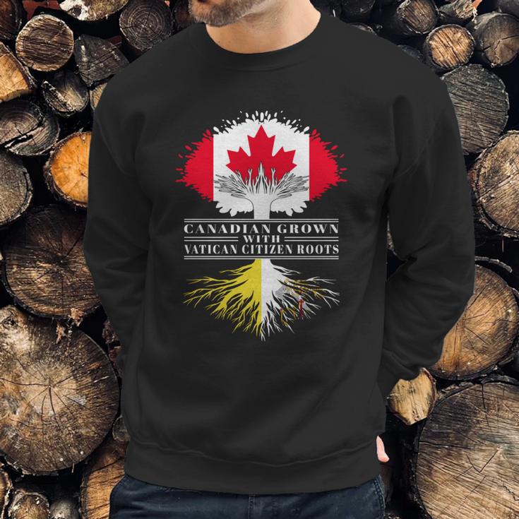 Canadian Grown With Vatican Citizen Roots Canada Vatican City Flag Tree Men Sweatshirt