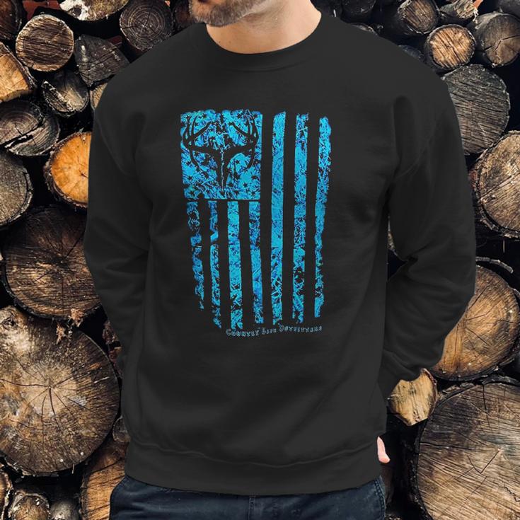 Country Life Outfitters Blue Camo American Flag Black Men Sweatshirt