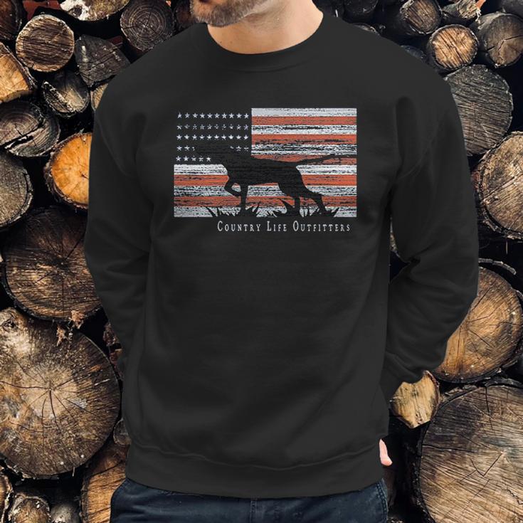 Country Life Outfitters Pointer Dog American Flag Men Sweatshirt