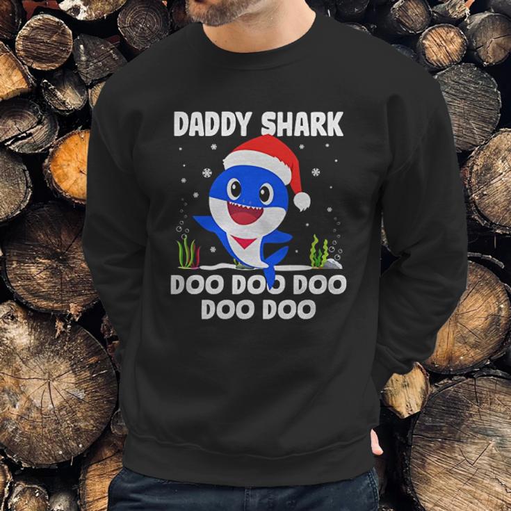 Men Daddy Shark With Santa Claus Hat Family Pajama Men Sweatshirt