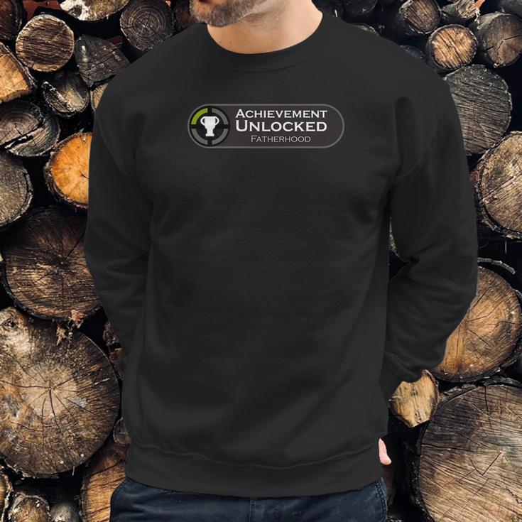 Fatherhood Achievement Unlocked Fathers Day Gaming Men Sweatshirt