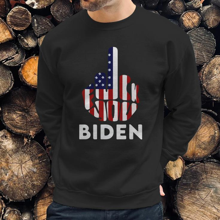 Fuck Biden Middle Finger Usa Flag Men Sweatshirt