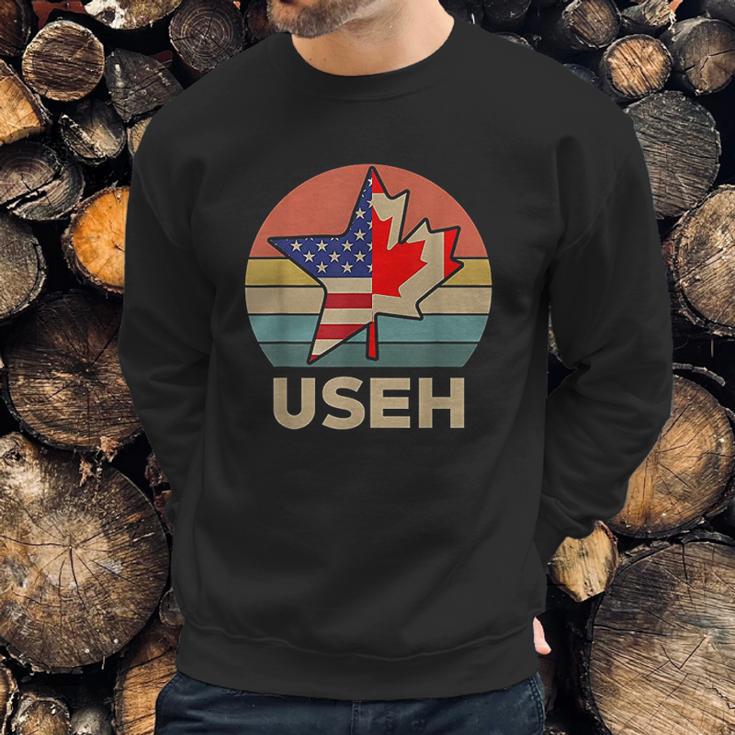 Funny Useh America Canada Flag American Canadian Men Sweatshirt