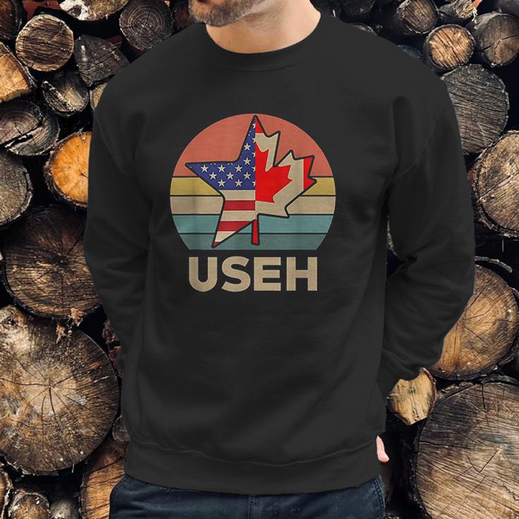 Funny Useh America Canada Flag American Men Sweatshirt