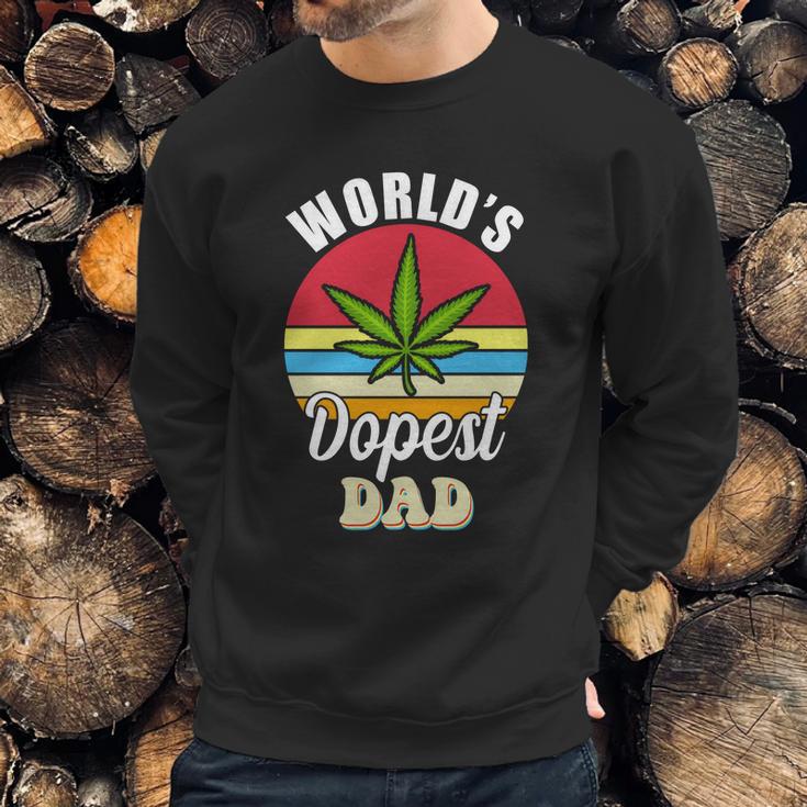 Funny Worlds Dopest Dad Funny Marijuana Retro Men Sweatshirt