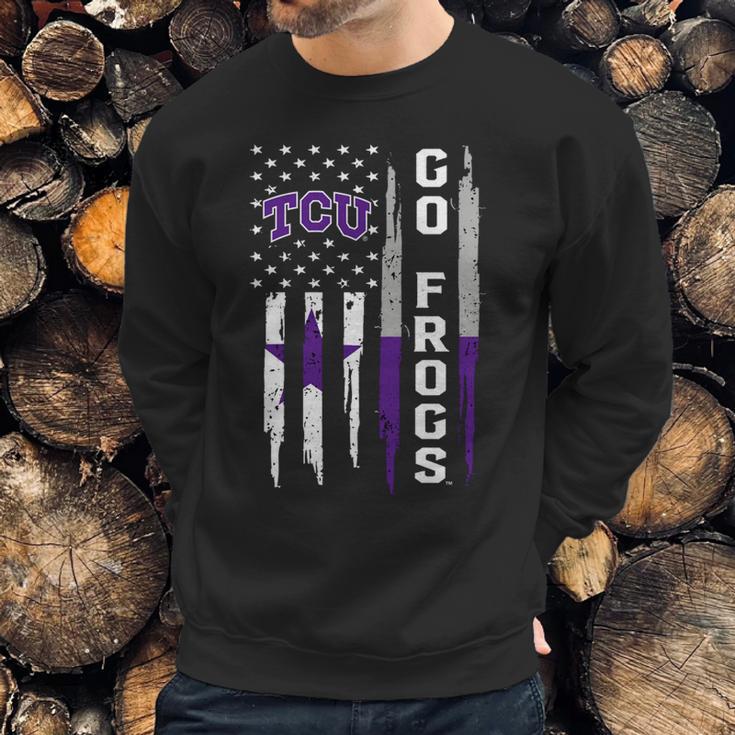 Go Tcu Horned Frogs American Flag Men Sweatshirt