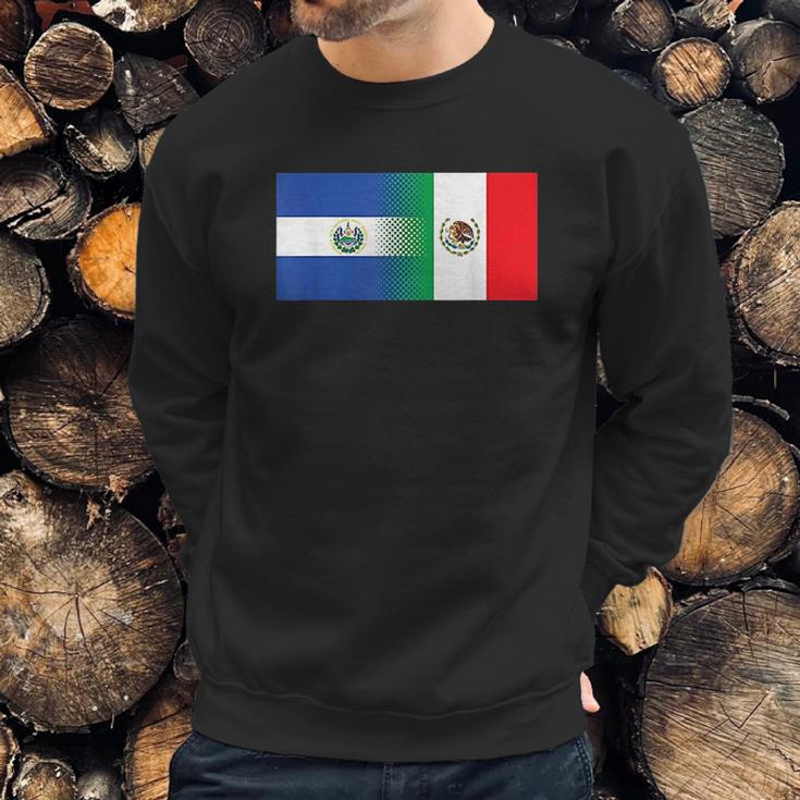 Half Mexican Half Salvadorian Flag Mexico El Salvador Men Sweatshirt