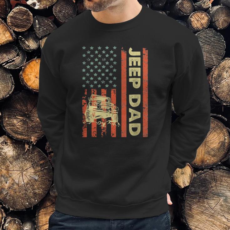 Jeep Dad Patriotic American Flag Fathers Day 4Th Of July Men Sweatshirt