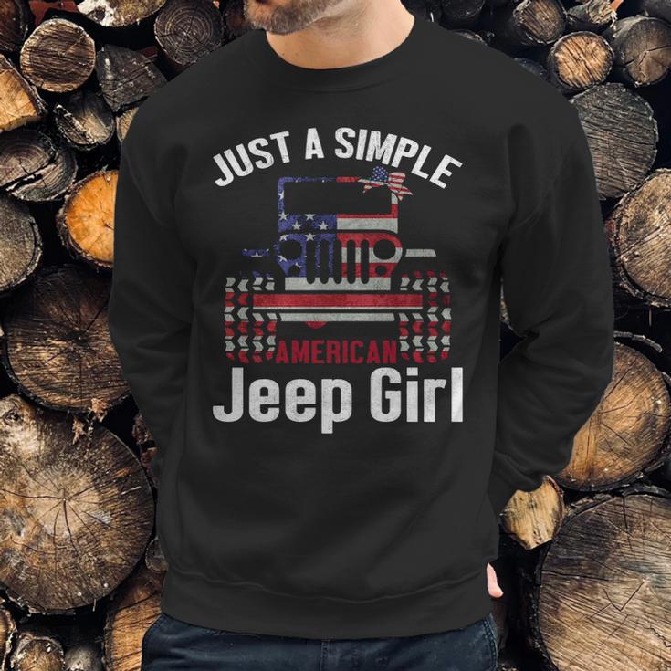 Just A Simple Jeep Girl American Flag 4Th Of JulyMen Sweatshirt