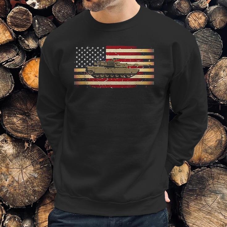 M1 Tank And American Flag Veterans Men Sweatshirt