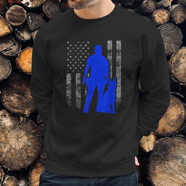 Male K9 Officer Blue Line Flag Men Sweatshirt