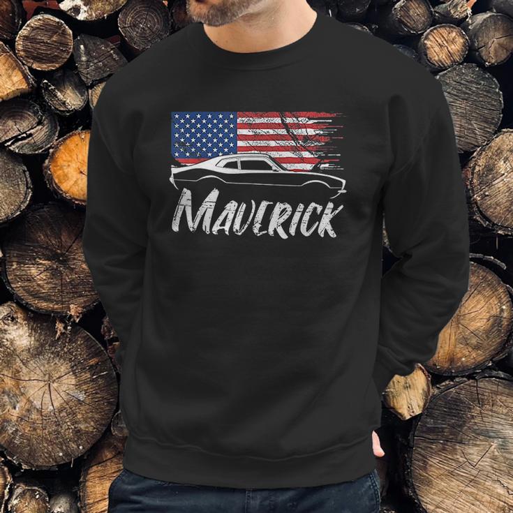 Maverick 302 Vintage American Flag Usa Muscle Car Men Sweatshirt