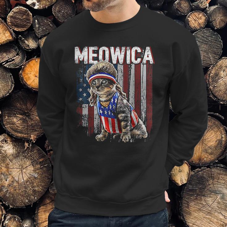 Meowica Cat Mullet American Flag Men Sweatshirt