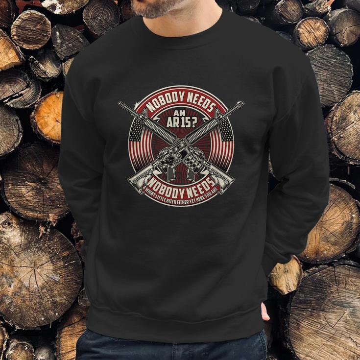 Nobody Needs An Ar15 Veteran Graphic Design Printed Casual Daily Basic Men Sweatshirt