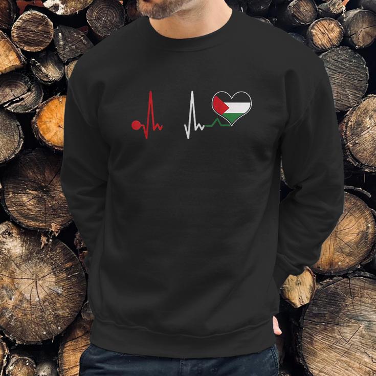 Palestine Flag Proud Palestinian Heartbeat Men Sweatshirt