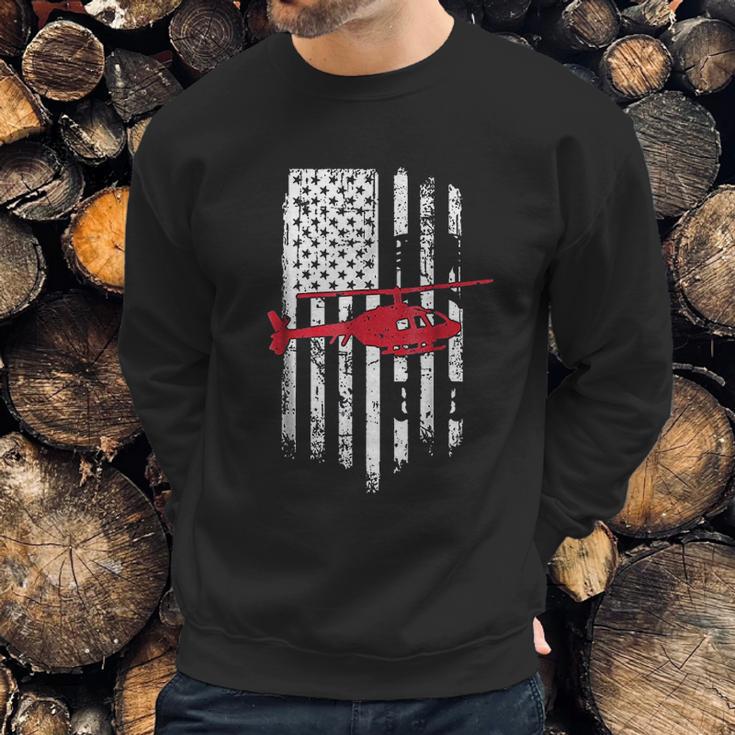 Patriotic Helicopter Flag Helicopter Pilot Gifts Men Sweatshirt