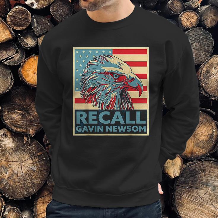 Recall Gavin Newsom 4Th Of July Us American Flag Eagle Men Sweatshirt