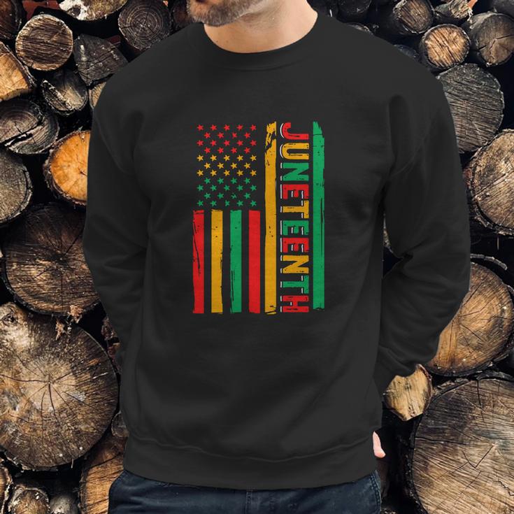 Rero American Flag African American Flag June 19 1865 Graphic Design Printed Casual Daily Basic Men Sweatshirt