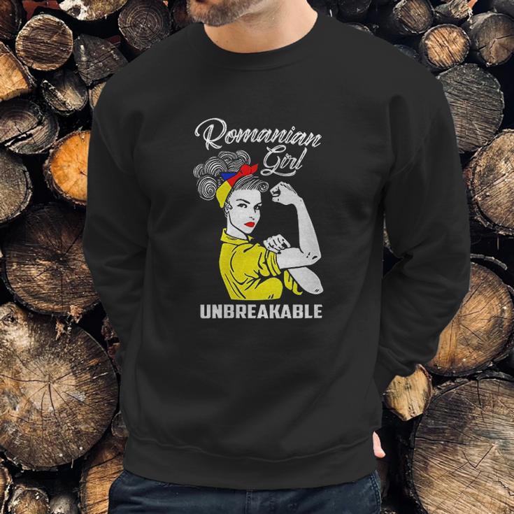 Romanian Girl Unbreakable Heritage Romania Flag Gift Men Sweatshirt