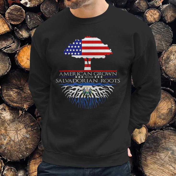 Salvadorian Roots American Grown Us El Salvador Flag Men Sweatshirt