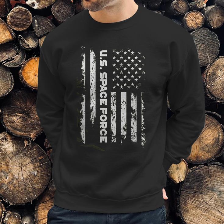 Spiritforged Apparel Us Space Force American Flag Men Sweatshirt