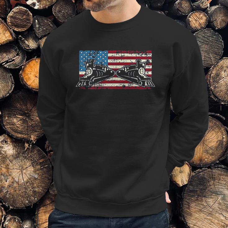 Steam Locomotive Train American Flag Men Sweatshirt