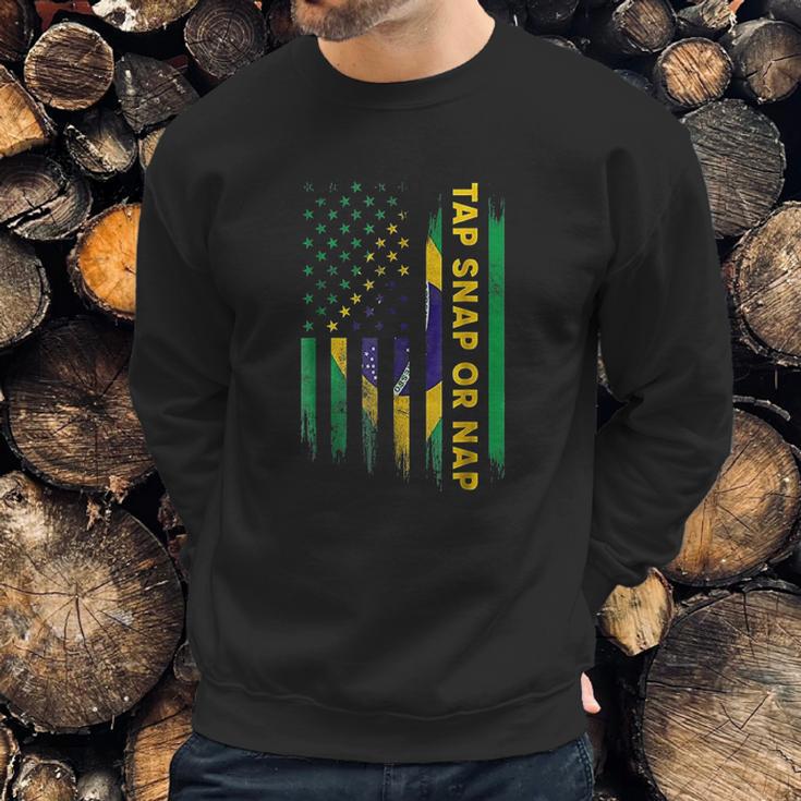 Tap Snap Or Nap Jiu Jitsu Bjj Brazil Us Flag Men Sweatshirt