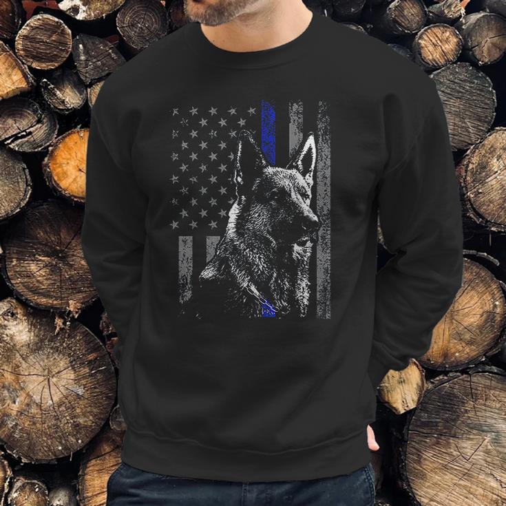 Thin Blue Line Flag K-9 German Shepherd Police Dog Gift Men Men Sweatshirt