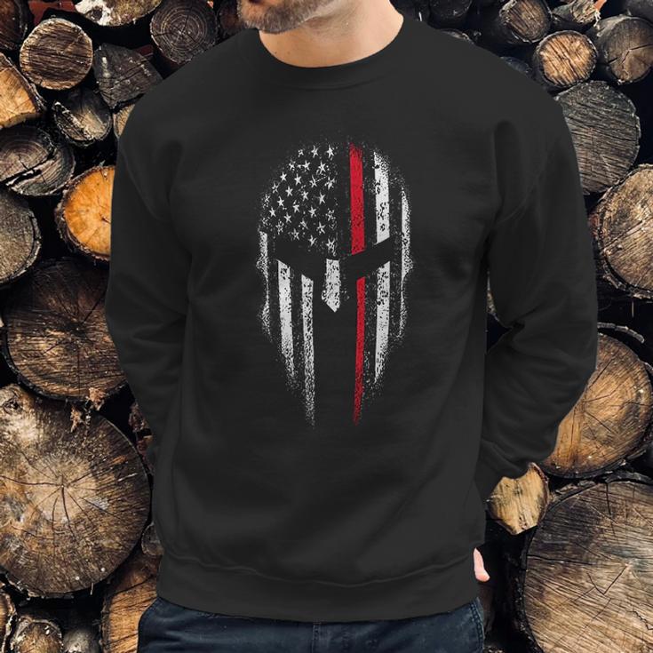 Thin Red Line Usa Flag Firefighter Spartan Men Sweatshirt