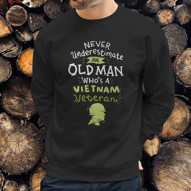 Never Underestimate An Old Whos A Vietnam Veteran Gift Graphic Design Printed Casual Daily Basic Men Sweatshirt