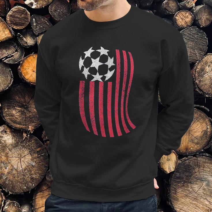 Usa National Flag With Soccer Ball Distressed Gift Men Sweatshirt