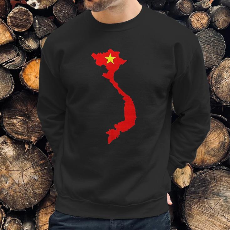 Vietnam Country Map With Vietnamese Flag Men Sweatshirt