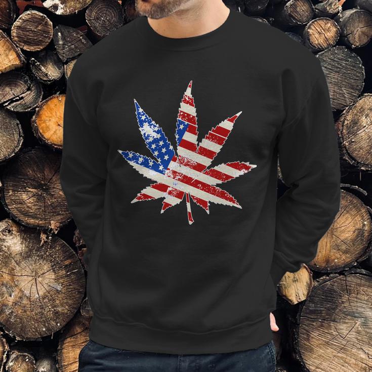 Vintage Weed American Flag 420 Men Sweatshirt