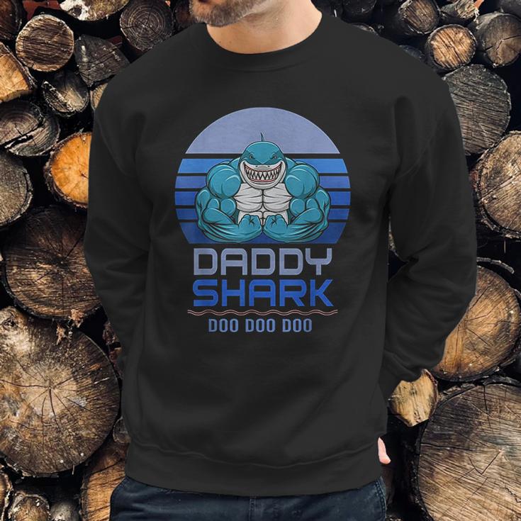 Vintage Weight Lifting Daddy Shark Men Sweatshirt