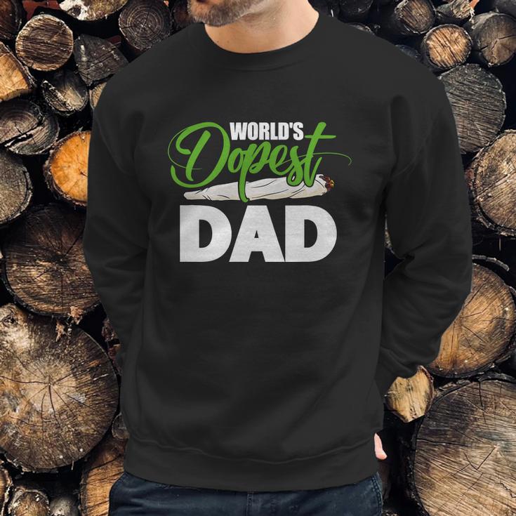 Weed Worlds Dopest Dad Funny Leaf Fashion Graphic Design Printed Casual Daily Basic Men Sweatshirt