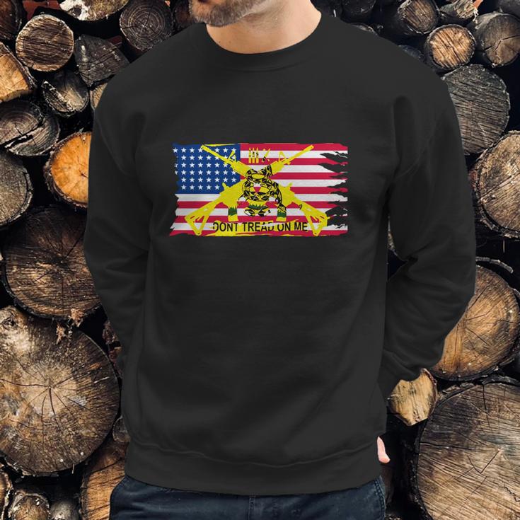 Mens Worn American Flag With Dont Tread On Me Ga Men Sweatshirt