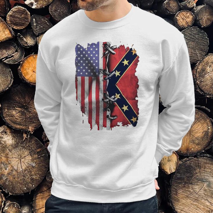 America Flag Confederate Battle Flag Shirt Men Sweatshirt