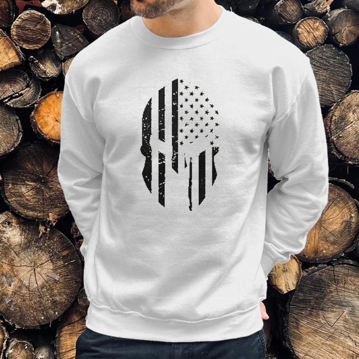 Black American Flag In Spartan Men Sweatshirt