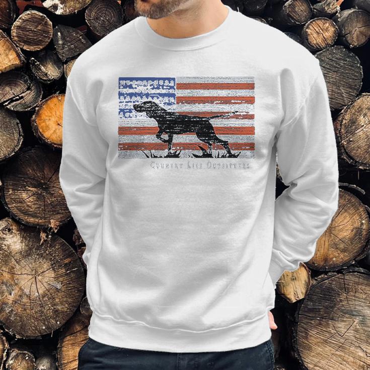 Country Life Outfitters Pointer Dog Americaan Flag Men Sweatshirt