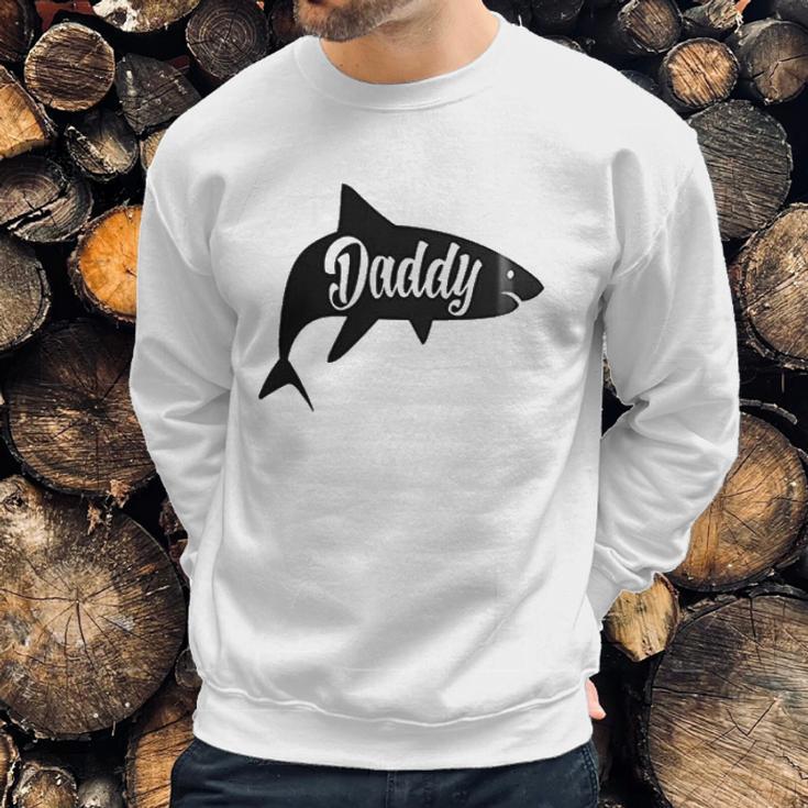 Daddy Shark In Black Dad Birthday Gifts Men Sweatshirt