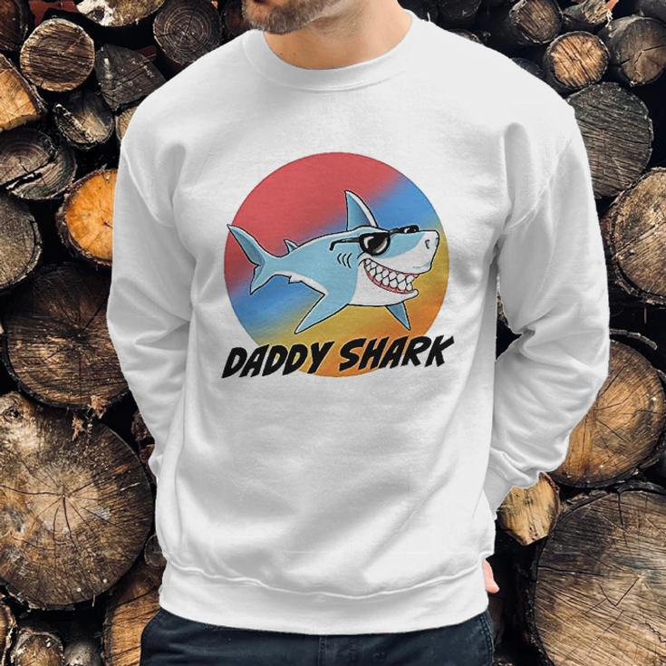 Daddy Shark With Sunglasses And Vintage Sunset Men Sweatshirt