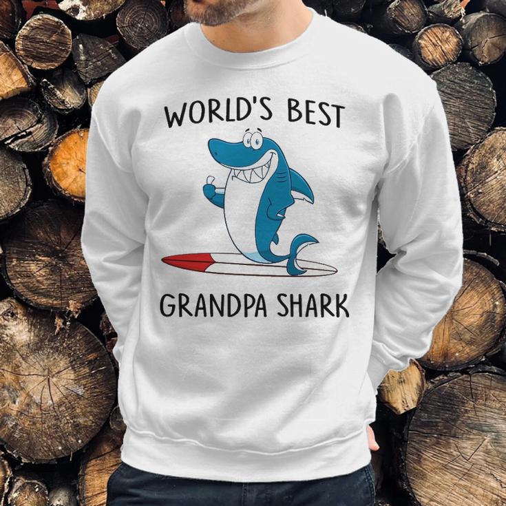 Grandpa Gift Worlds Best Grandpa Shark Men Sweatshirt