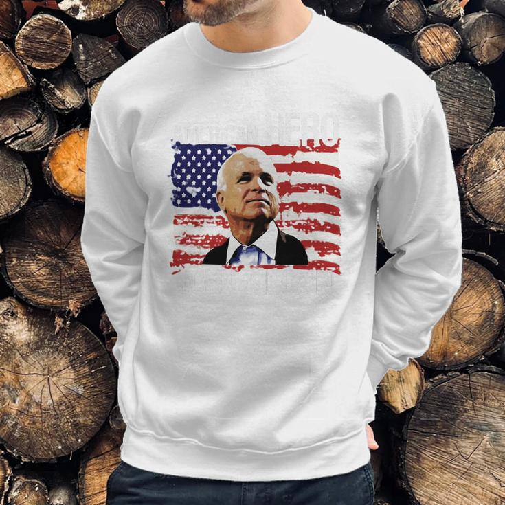 John Mccain T-Shirt - American Hero Retro Flag Usa Shirt Men Sweatshirt