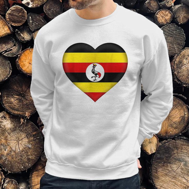 I Love Uganda Ugandan Flag Heart Men Sweatshirt