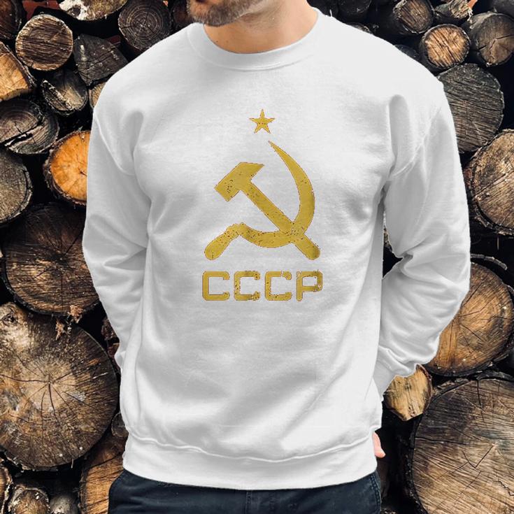 Vintage Cccp Flag Soviet Russian Union Communist Party Men Sweatshirt