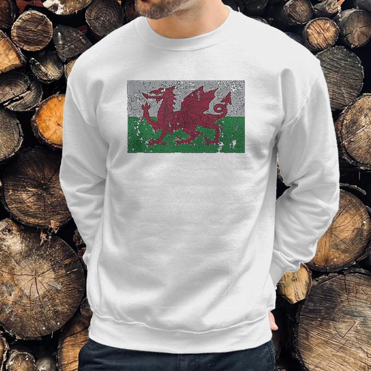 Wales Flag Welsh Dragon Baner Cymru Y Ddraig Goch Men Sweatshirt