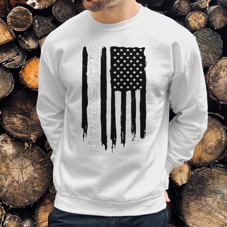 Wheel Spin Addict Silverado 1500 Truck American Flag Men Sweatshirt